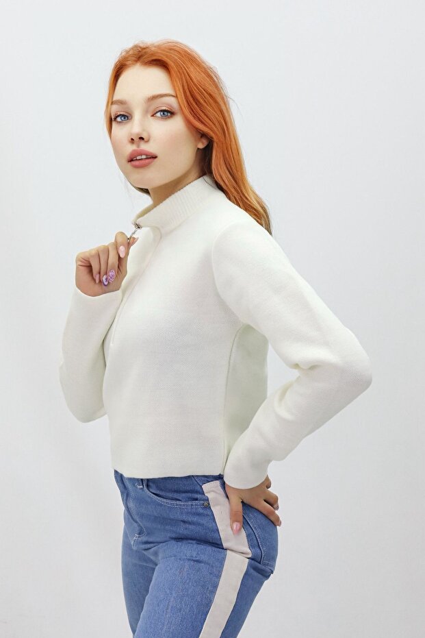 пуловер с цип - 5