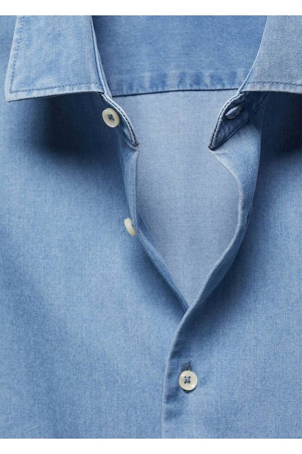 Regular Fit Chambray Pamuklu Gömlek - 7