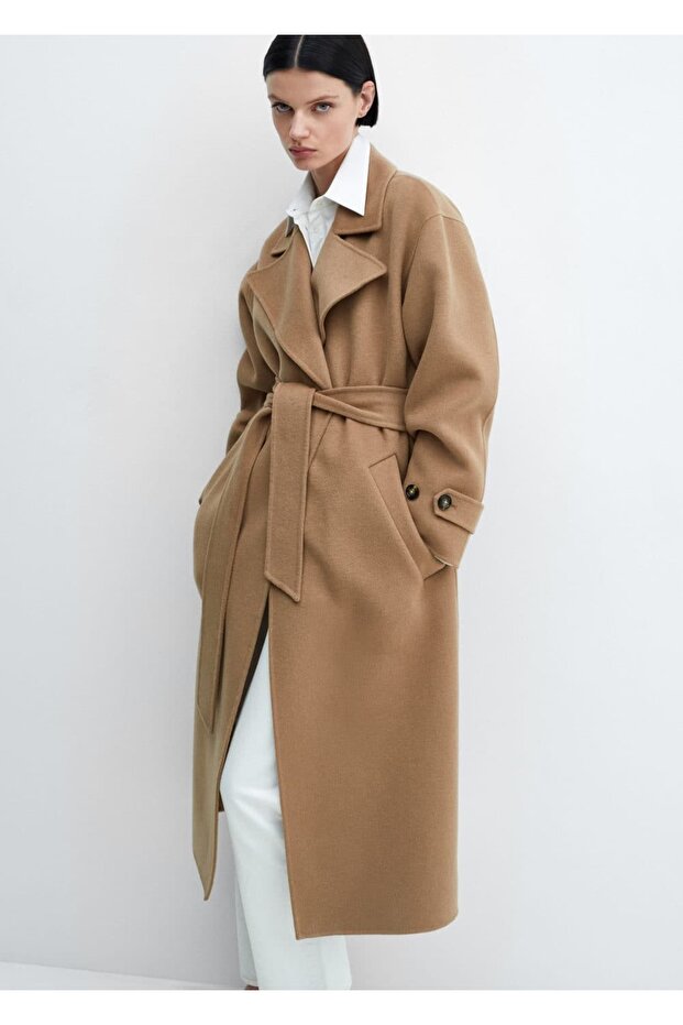 Belted wool coat - 1