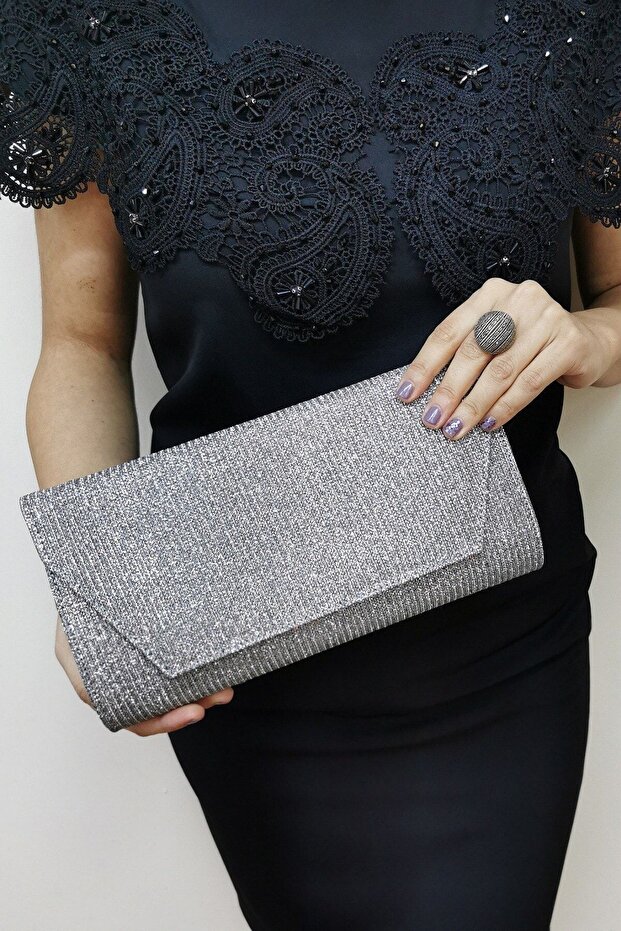 Women's Cupra Platinum Silvery Clutch Evening Dress Evening Bag