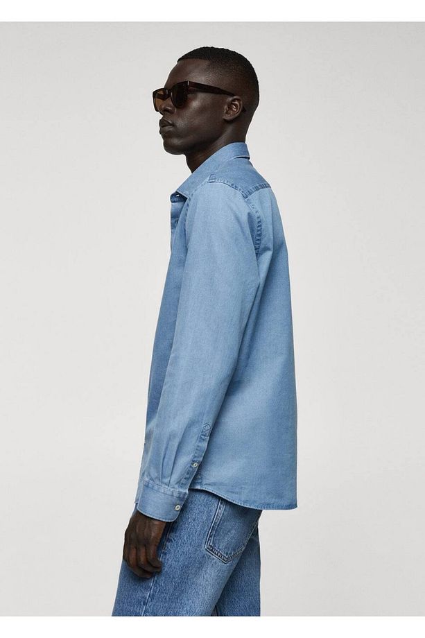 Regular Fit Chambray Pamuklu Gömlek - 5