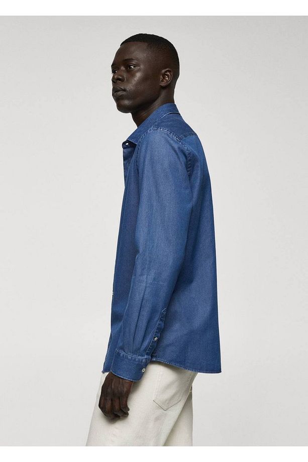 Regular Fit Chambray Pamuklu Gömlek - 5