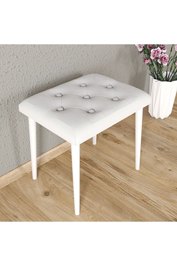 PUF AHŞAP AYAKLI TABURE - 1