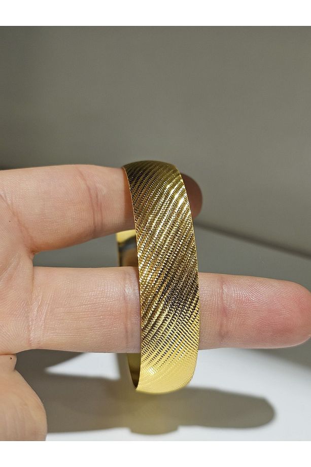 22 Ayar Altın Kaplama Sade Model Bilezik 1.5 Cm Eninde A Kalite - 2