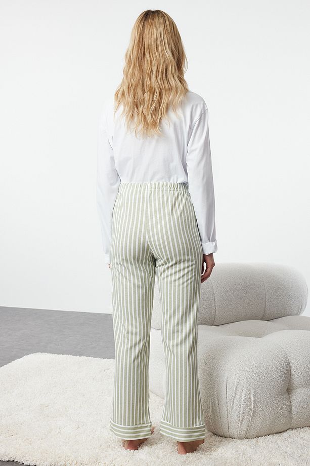 Mint %100 Pamuklu Çizgili Örme Pijama Altı THMAW24PJ00001 - 5