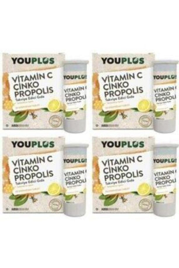 4 Adet Youplus Vitamin C,çinko,propolis Efervesan Tablet Takviye - 1