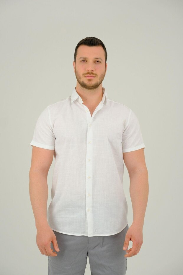 Men's Shirt - White, Short Sleeve