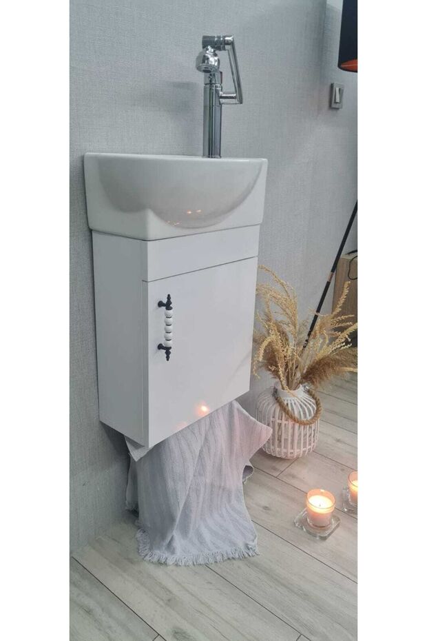 Mini Banyo Wc Dolabı Lavabo Dahil - 5