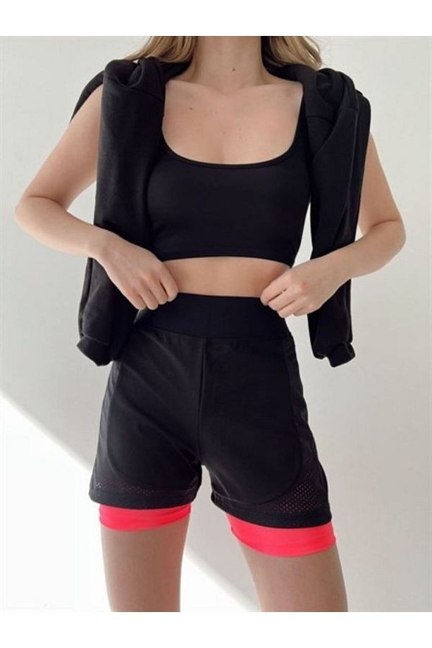 Mb- Fileli Spor Taytlı Şort - 4