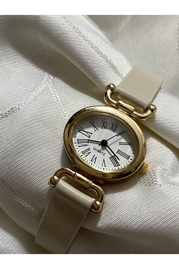 Genuine Leather Strap Women's Wristwatch Oval Minimal Vintage New Season Gold Case