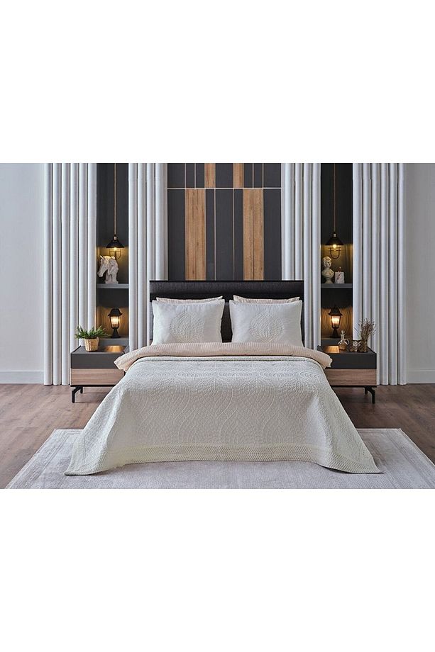 Doqu Home Lalezar Tek Kişilik Yatak Örtüsü Krem - 1