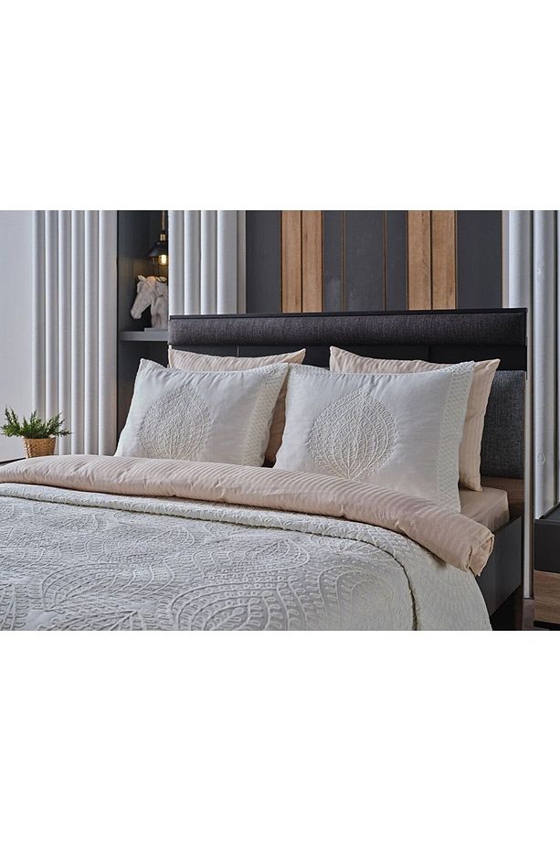 Doqu Home Lalezar Tek Kişilik Yatak Örtüsü Krem - 2