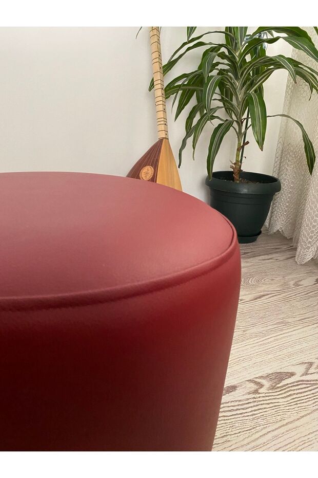 Ahşap Ayaklı Suni Deri Yuvarlak Puf&bench Koltuk/tabure - 5