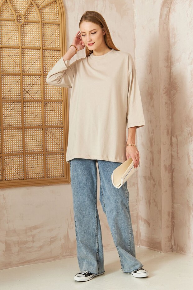 Basıc  T-shirt 4-6694- VİZON - 2