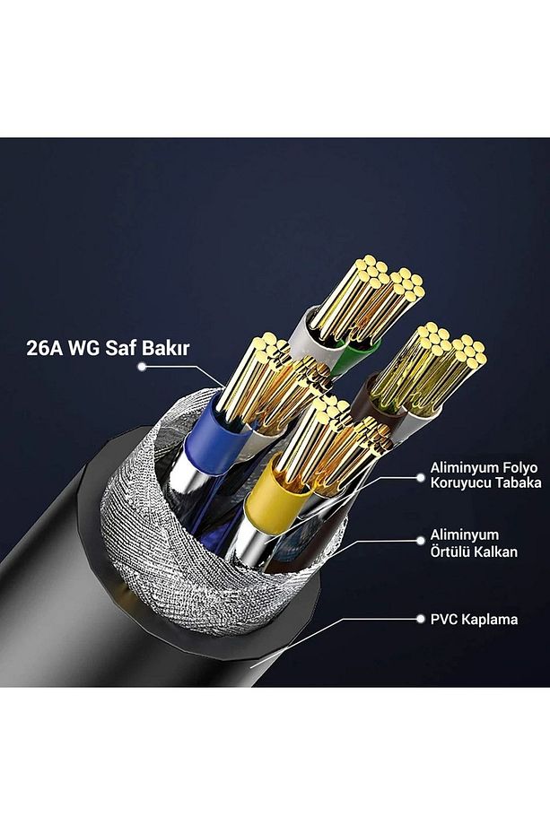 Cat7 - 1 Metrelik Cat7 Lan Internet Data Kablo Ethernet Modem Rj45 Uçlu Jacklı Network Adsl - 3