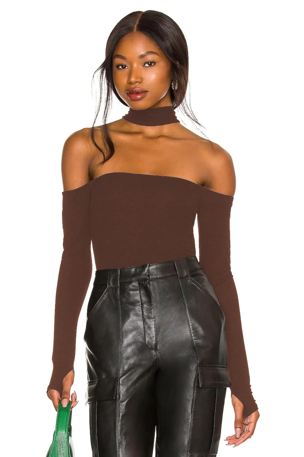 Women's Brown Finger Tape Jarse Bluz