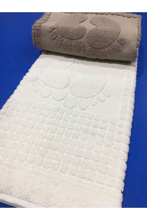%100 Pamuk Ayak Havlusu 2'li 50x70 Cm Ayak Çizgili Paspas - 1