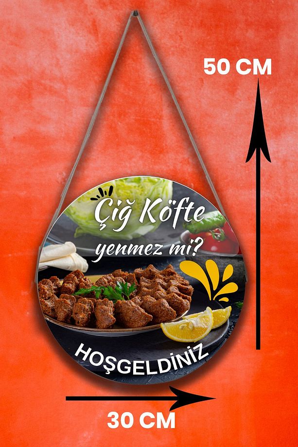 Çiğ Köfte Salonu Için Duvar, Kapı, Tek Taraflı Askılı Pano Karşılama Tabelası, Restoran Süs Tablo - 4