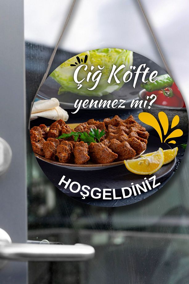 Çiğ Köfte Salonu Için Duvar, Kapı, Tek Taraflı Askılı Pano Karşılama Tabelası, Restoran Süs Tablo - 1