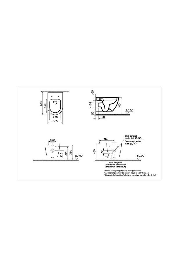 S60 Smooth Flush Asma Klozet 7510l003-0090, Unıversal 2 Soft Klozet Kapağı 121-003-909 - 4