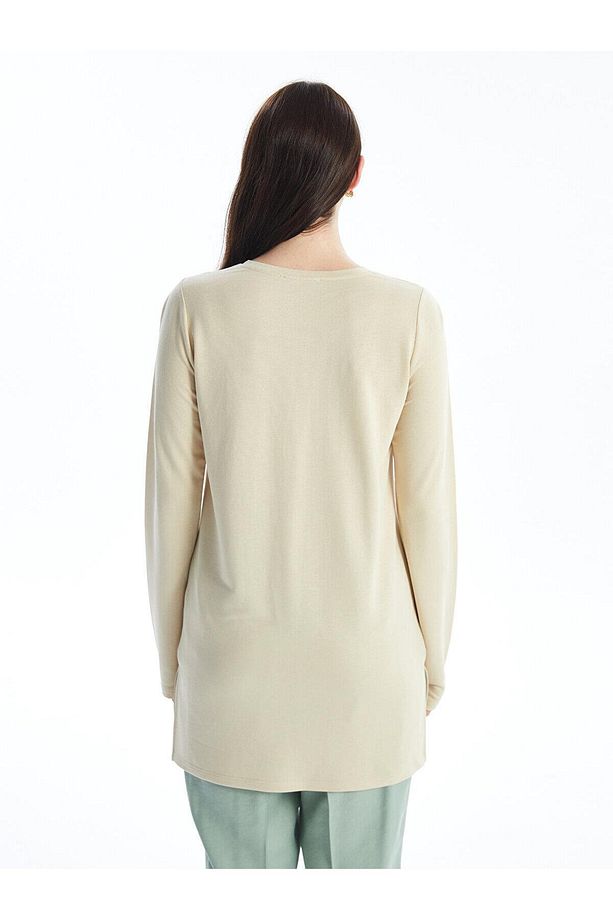 LCWAIKIKI Basic Bisiklet Yaka Baskılı Kadın Tunik - 5