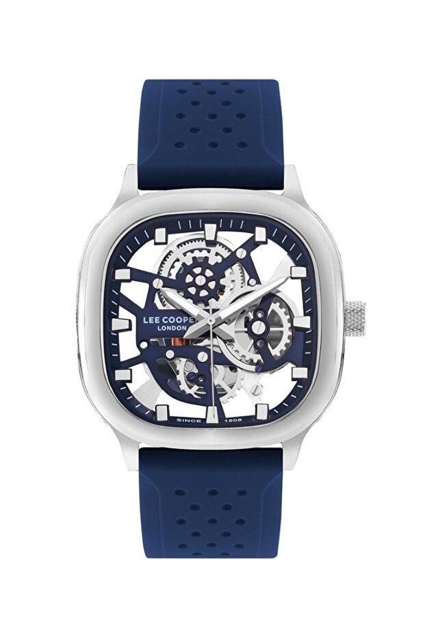 Lc07973.399 Men's Square Dial Silicone Band Navy Blue Wrist Watch