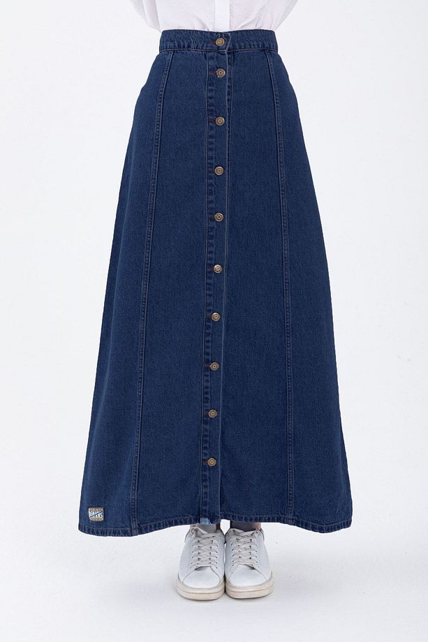 Maxi Indigo Kot Etek - 7