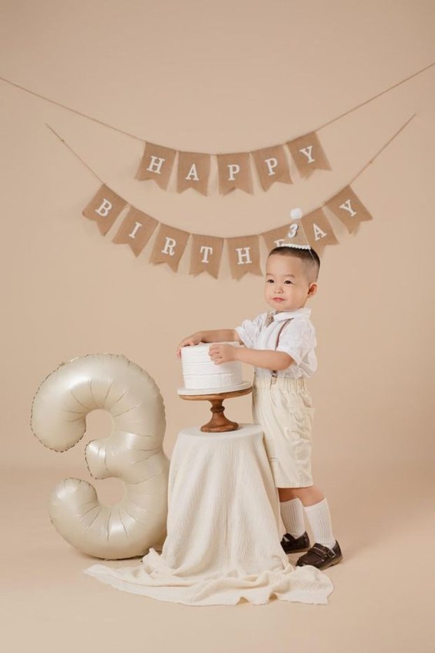 3 Year Old Cream Color Number Balloon Nej Color Number Foil Balloon Happy Birthday Banner Set Minimal Birthday