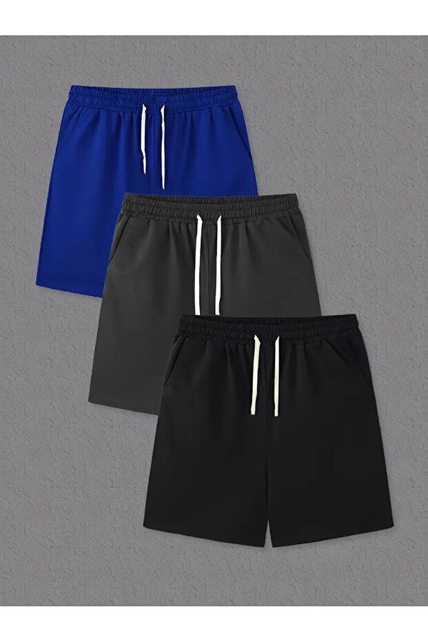 3-Pack Men's Combed Cotton Shorts with Pockets