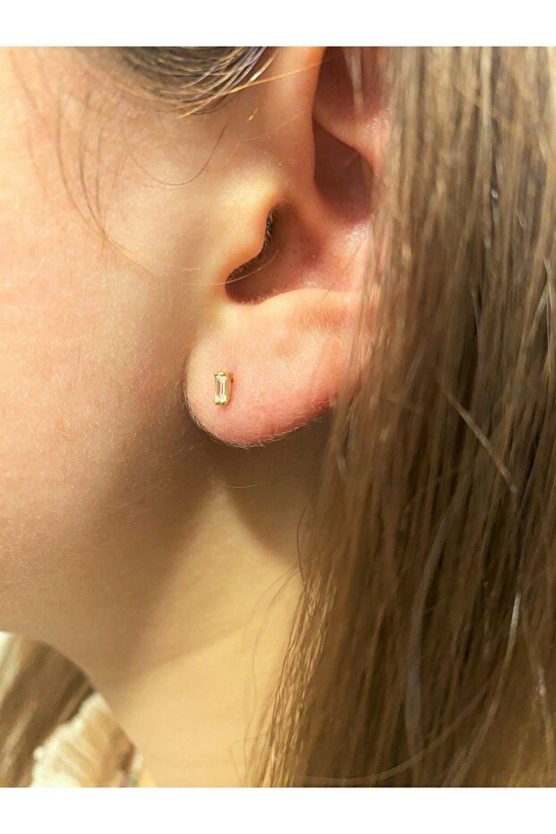 Tektaş Baget Tragus Piercing Altın Küpe - 5