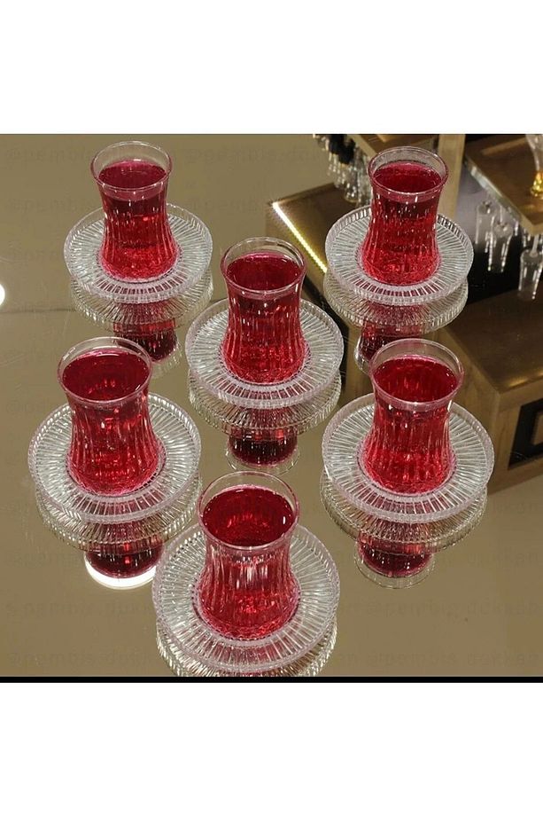 6 Adet Çay Bardağı Ithal 6 Adet Elysia Model Çay Tabağı(ÇAY TABAĞI PAŞABAHÇE DEĞİLDİR.) - 2