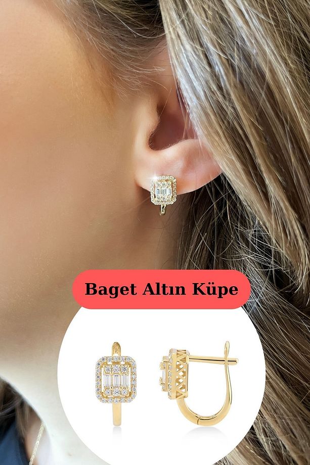 Baget Tektaş Altın Küpe - 1