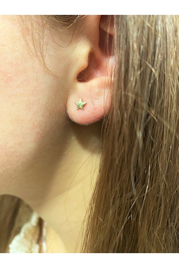 Yıldız Tragus Piercing Altın Küpe - 2
