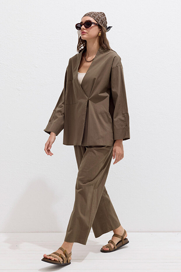 Prémium PAMUT barna kimonó - 3