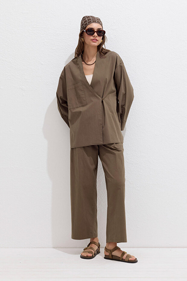 Prémium PAMUT barna kimonó - 2