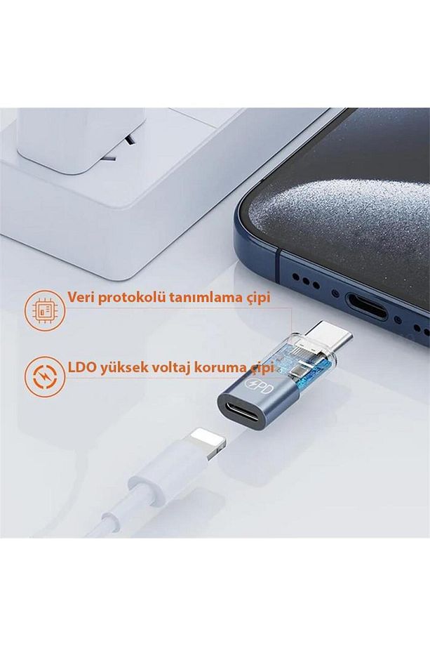 Koruma Çipli 30W Lightning to Type-C Dönüştürücü İphone To Type-C Hızlı çevirici Şarj Adaptör - 3