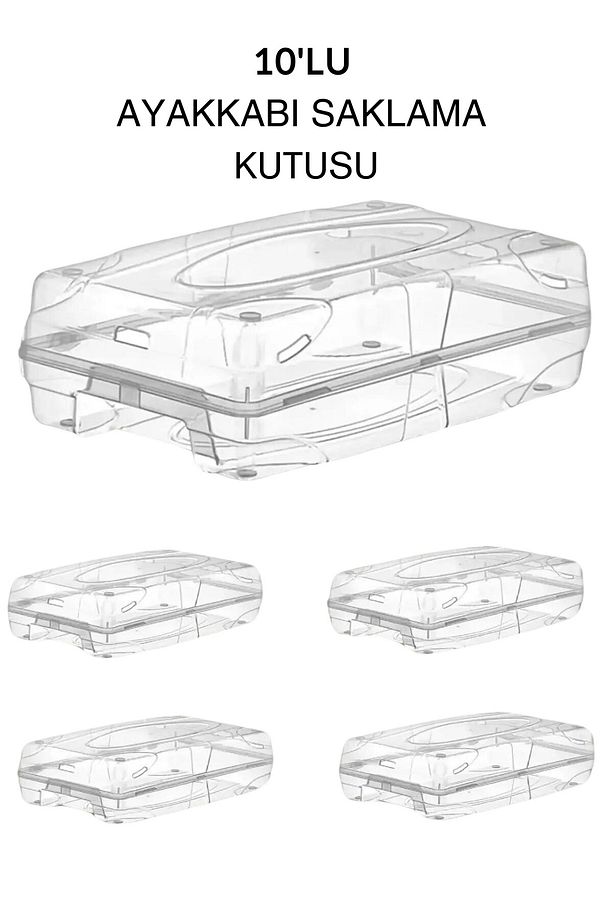 Erkek Şeffaf Ayakkabı Düzenleyici Organizer 10'lu Ayakkabı Saklama Kutusu - 3