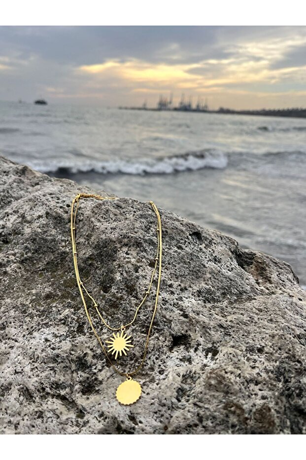 Çelik Sun Plaka Kolye - 1