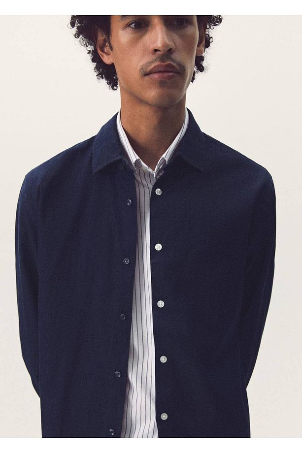Regular Fit Chambray Pamuklu Gömlek - 8