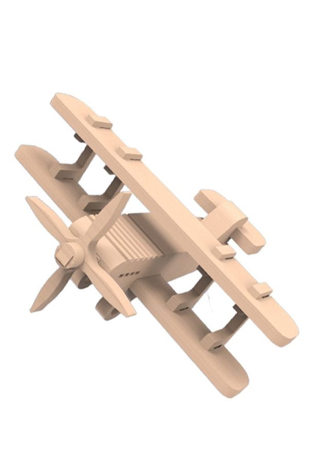 Ahşap 3d Yapboz Puzzle 14 Parça Akrobasi Uçağı - 2