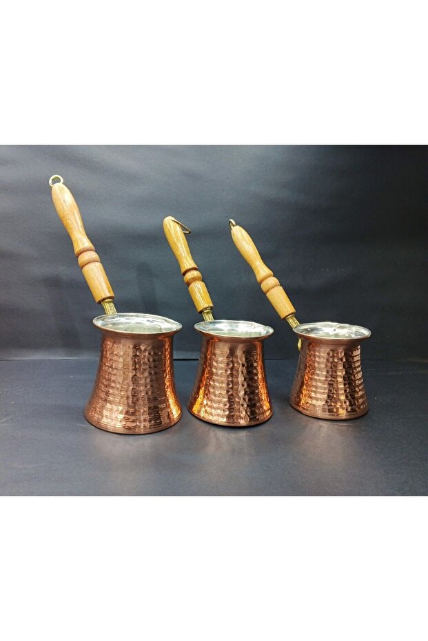 طقم وعاء قهوة نحاسي 3 قطع