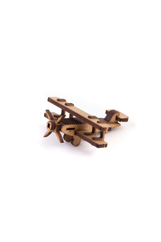 Ahşap 3d Yapboz Puzzle 14 Parça Akrobasi Uçağı - 1