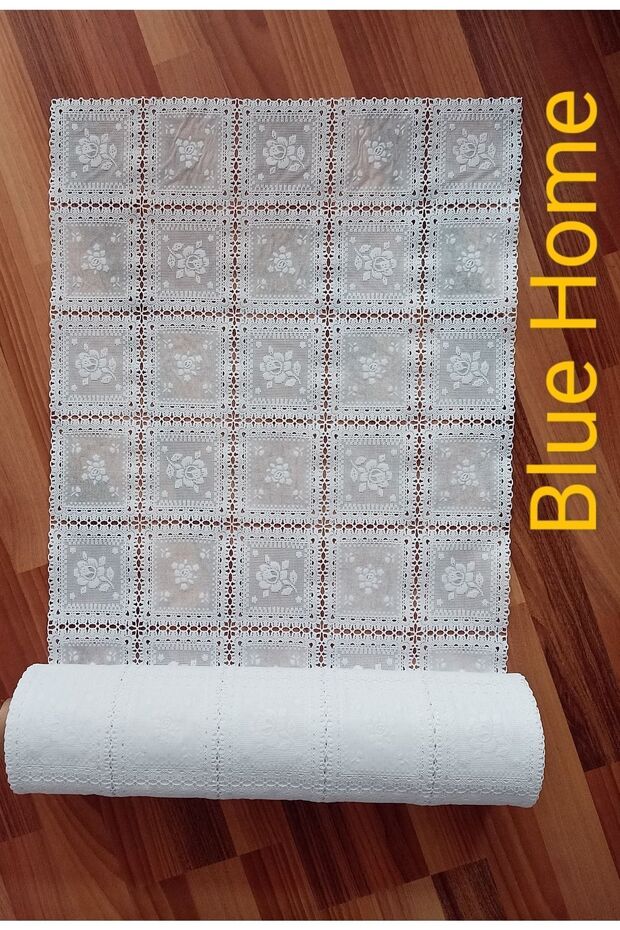 Lace Pvc Refrigerator Shelf Cover/Non-Slip Cabinet Shelf and Drawer Cover 1 Meter - Square Flower 11