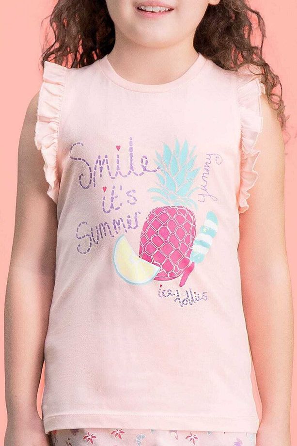 Summer Smile İnci Pembe Kız Çocuk Şort Takım - 2