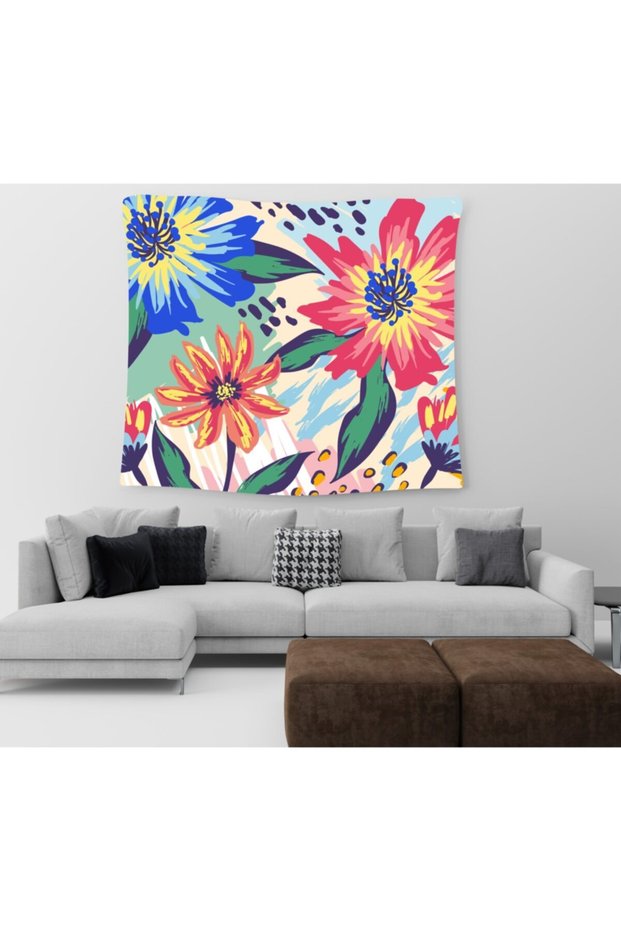 Pastel Colored Vivid Flowers Wall Cloth