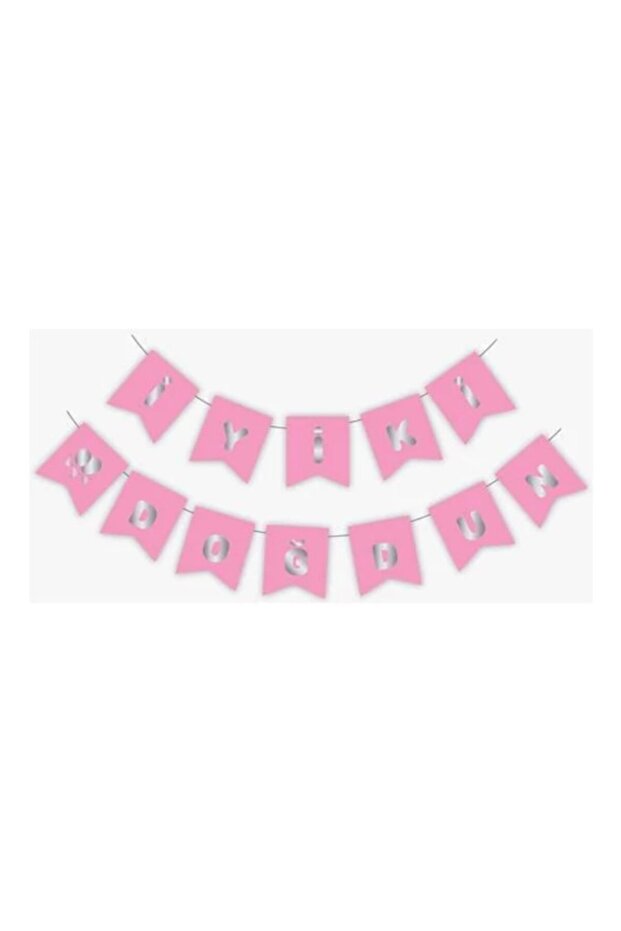 Köşem Gift Ornament Happy Birthday Pink Silver Gilded Banner