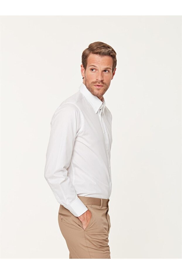 Beyaz Regular Fit Gömlek - 4