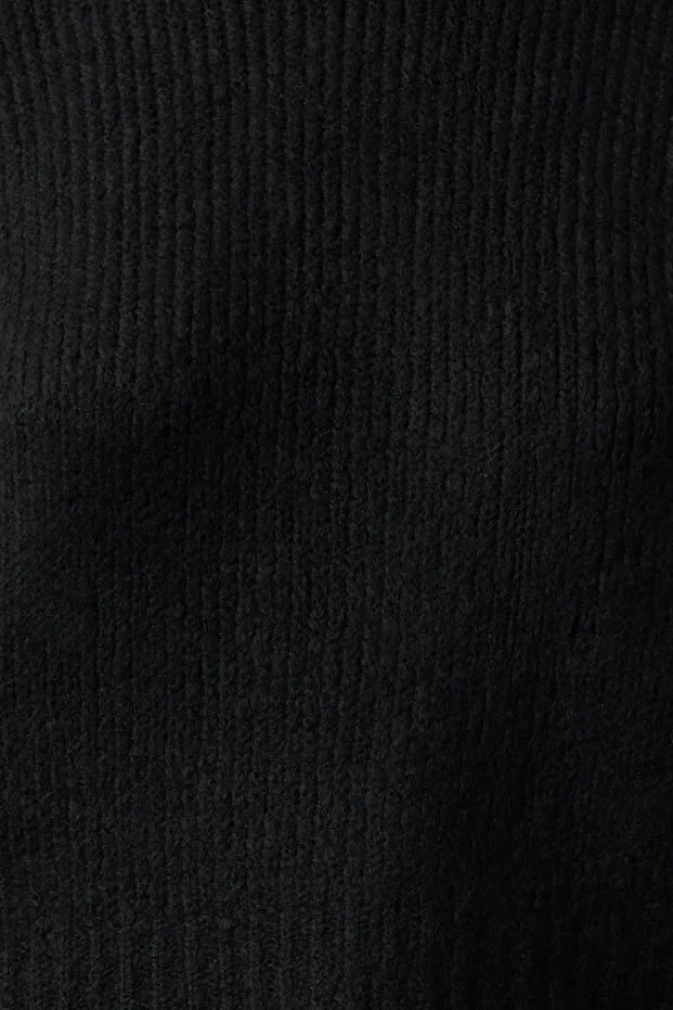 Schwarzer, weicher, strukturierter Basic-Strickpullover mit weitem Schnitt TWOAW23KZ00185 - 3