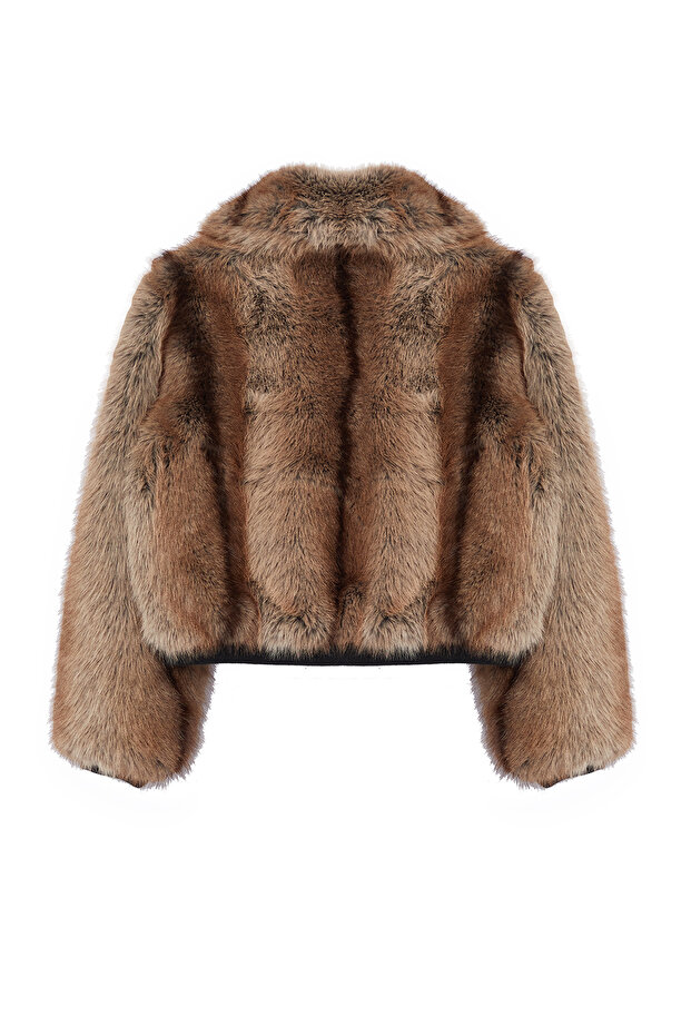 معطف فرو بومبر بتفاصيل مطاطية كبيرة الحجم باللون البني TWOAW25MO00038 - 7