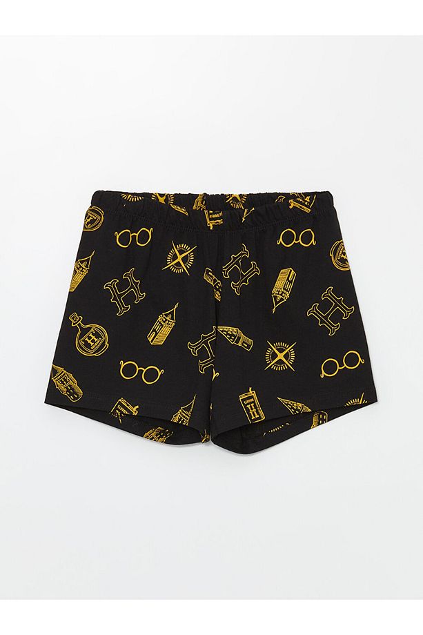 Bisiklet Yaka Harry Potter Baskılı Kız Çocuk Şortlu Pijama Takımı - 5